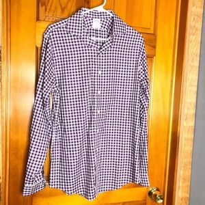 Purple and white gingham button down Brooks Brothers 346 ** some collar wear